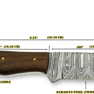 Handmade Damascus Steel Fixed Blade Hunting Knife, Skinning Knife, Bushcraft Knife, EDC Knife, Camping Knife, Outdoor Knife, Beautiful Rosewood handle with leather sheath