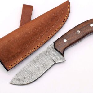 Handmade Damascus Steel Fixed Blade knife – Hunting Knife – Bushcraft knife- High Carbon Fixed blade knives- Hunting Knives, EDC, with Real Leather Sheath.