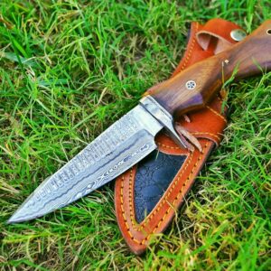 BUSHCRAFTS 10″ HandMade Damascus Fixed Blade Hunting Knife with Sheath | Camping | Skinning | Outdoor | Survival knives for Men