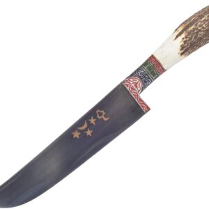 Genuine Handmade Uzbek Chefs Knife Pchak – Deer Horn Handle – 11 Inches – Uzbek Pchak – Ethnic Sheath – Uzbekistan Knife Pichok