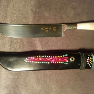Uzbekistan Pchak Knife With Horn Handle And Damascus Steel